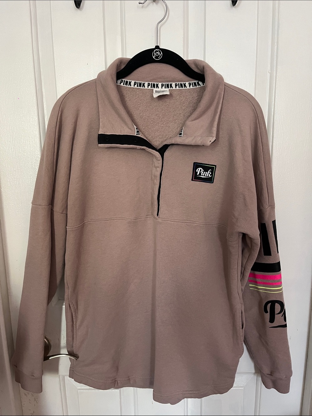 Victoria's Secret PINK Mauve Terry Pullover with Black Trim